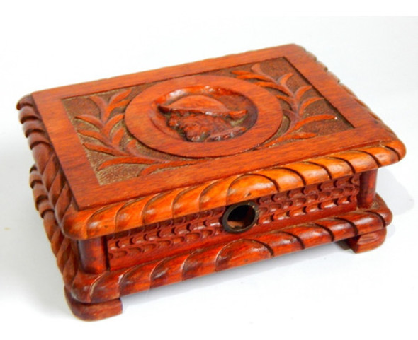 Cofre Antiguo Tallado De Madera - Falta Cerradura - 1820 1