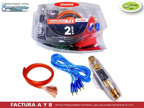 Kit Cables Potencia 2 Gauge Instalación Hasta 3500w Pro K010 0