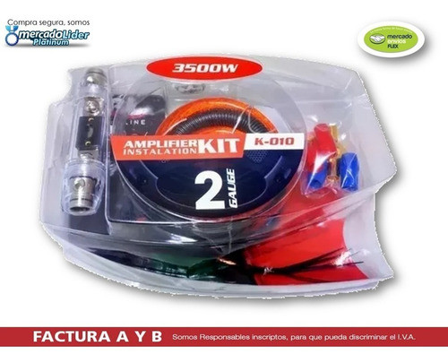 Kit Cables Potencia 2 Gauge Instalación Hasta 3500w Pro K010 1