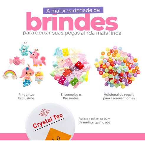 Kit P/ Fazer Pulseiras 5000 Pçs Miçangas Infantil Brinde 1