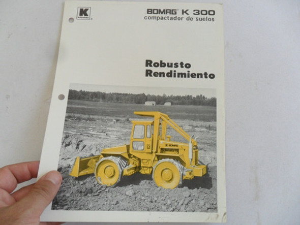 Folleto Tractor Bomag K300 Antiguo No Manual Pala Compactado 0