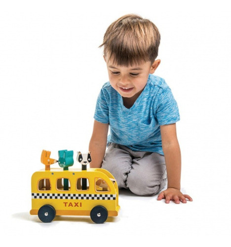 Juguete Taxi Con Animales Tender Leaf Madera Infantil Atrix 1