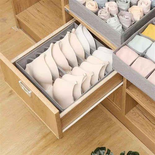 Set X 4 Organizador De Cajon Ropa Interior Medias Gris 0