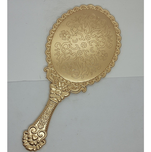 Abebê Espelho De Mão Oxum Umbanda Dourado Vintage Oval Medio 1