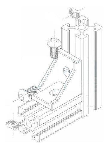 Angulo Escuadra 90° P/perfil Serie 20 Cnc Impresora 3d 1
