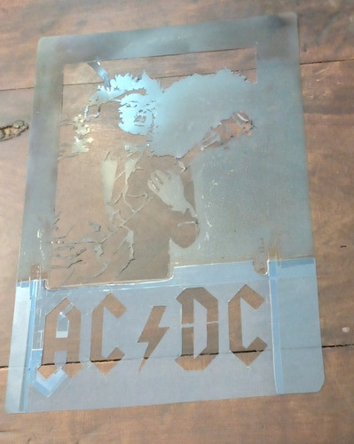 Stencil Angus Young Acdc Diseño 27cm X 45cm Y Personalizados 0