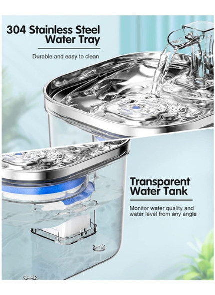 Fuente De Agua Para Gatos De Acero Inoxidable De 2 Litros 1