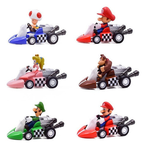 Conjunto 6 Bonecos Kart Super Mario Bros Para Carro 0