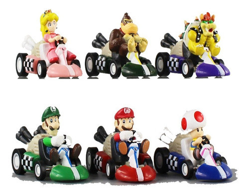 Conjunto 6 Bonecos Kart Super Mario Bros Para Carro 1