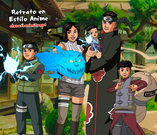 Retrato Animé A Pedido Dibujo Digital 4 Personas 0