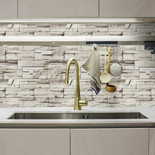 Papel Tapiz Autoadhesivo 0.45x5m/piedra Realista/beige 1