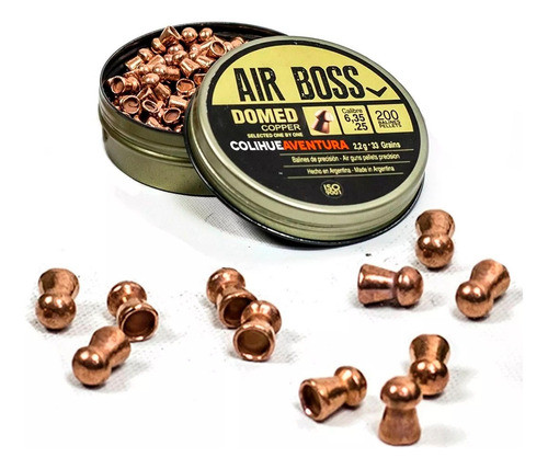 Balines Apolo Air Boss Domed Copper 6,35mm -33gr X 200u 0