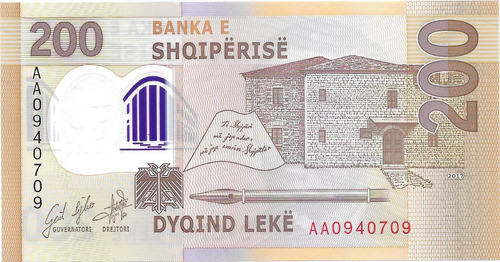 Billete Albania 200 Leke Año 2019 Polimero Sin Circular 1