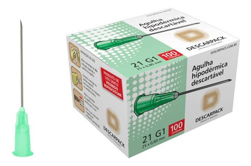 Agulha HiPodérmica Descarpack 25x0,80mm - Kit 300 Unidades 0