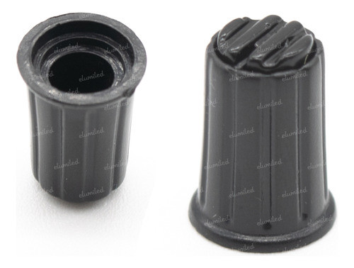 4 Perillas Potenciometro Negras 12mm Alto X 16mm Estriado 0