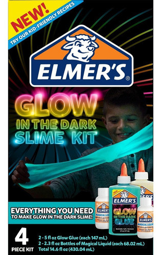 Goma Kit Slime Elmer's Glow In The Dark 4 Piezas Febo 0