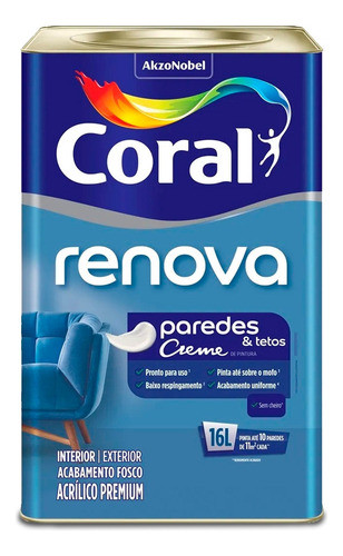 Tinta Coral Premium Fosca Renova Parede E Teto - Palha 16l 1
