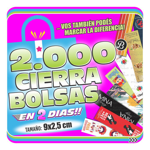 Cierra Bolsas ¡¡9x2,5 Cm!! Stickers Personalizados 1