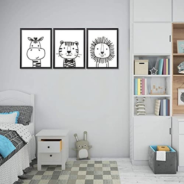 Artbyhannah 3 Pack Woodland Framed Baby Boy Nursery Wall Art 1