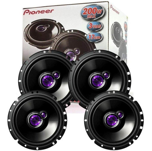 Kit Alto Falante Pioneer Ts-1760br Triaxial 6x6 4 Peças 200w 0