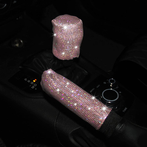 Fundas De Palanca Y Freno De Mano Con Brillos, Rosa 1