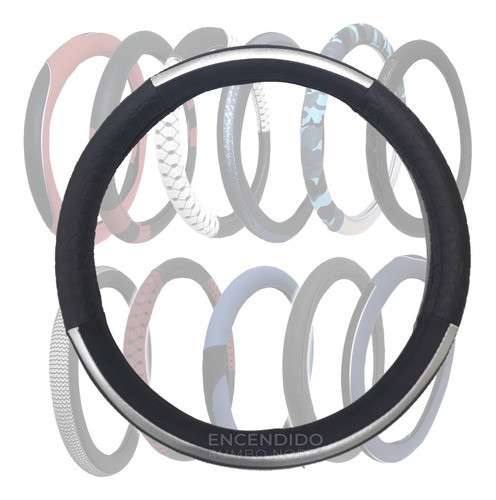 Cubre Volante Universal 38/37 Cm Negro Con Vira Gris 0