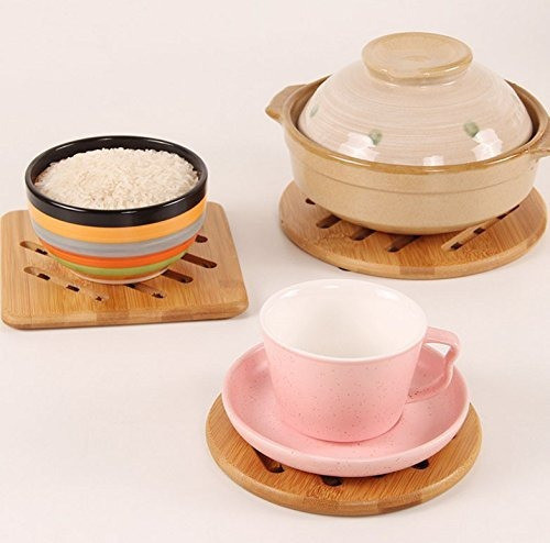 Alfto Solid Bamboo Wood Trivets Con Almohadillas Antidesliza 1