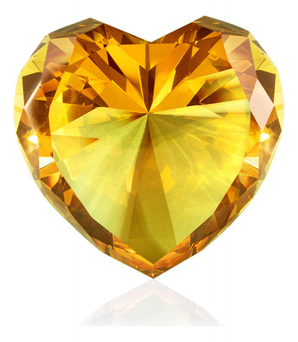 Corazon De Cristal Facetado / Pisa Papeles- 8cm - Ambar 0