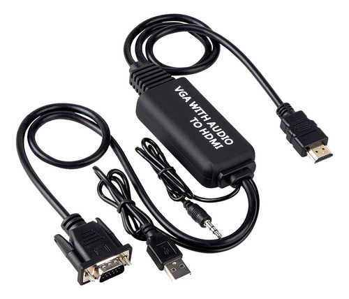 Cable Vga A Hdmi, Cable Adaptador Vga A Hdmi Con Audio Para 0