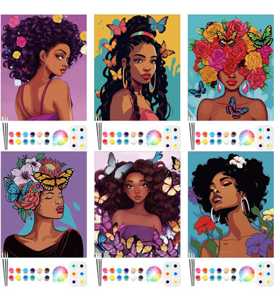 Kit De Pintura Afro Queen 20x25 Cm, 6 Piezas Para Adultos 0