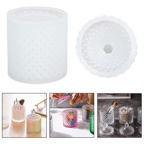 Molde De Silicone Cilindro Copo Luminária Velas Resina 0