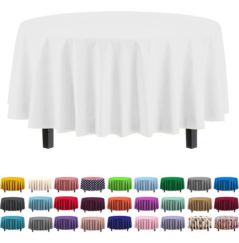 Manto De Plástico Blanco Redondo De 213cm, Pack De 6 0
