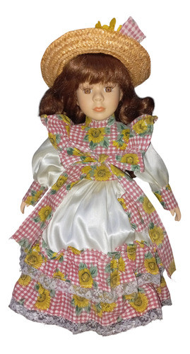 Muñeca Girasoles De Porcelana 40 Cm. 0