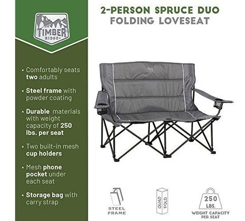 Silla De Camping Doble Plegable Pezca Exterior Playa - Gray 1