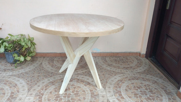 Mesa Redonda En Madera De 80 Cm Diámetro Muy Fuerte Comoda 0