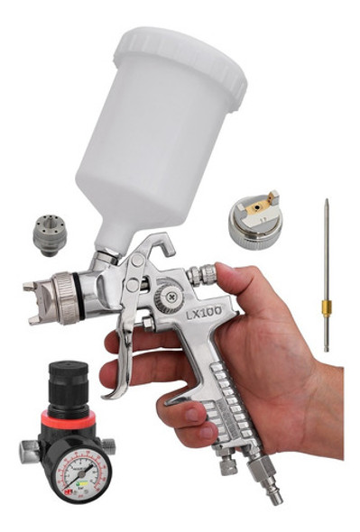 Pistola De Pintura Gravidade Profissional Hvlp 2 Bicos Sh2 1