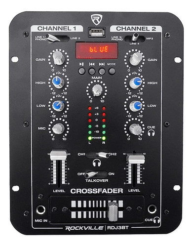 Rockville Rdj3bt 2 Canales Dj Mixer Con Usb, Bluetooth, Talk 0