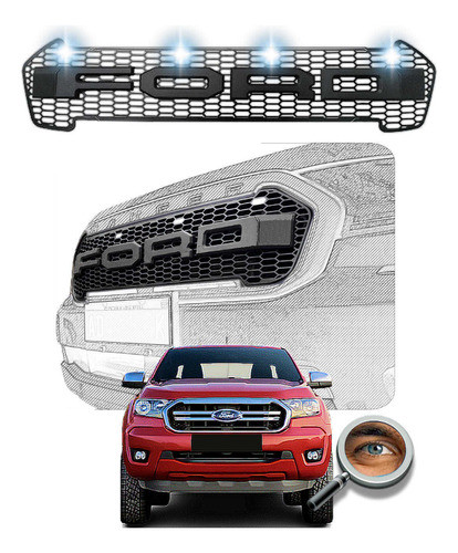 Ranger 2019 22 Parrilla T/ Raptor Negra C/ Leds Tuningchrome 0