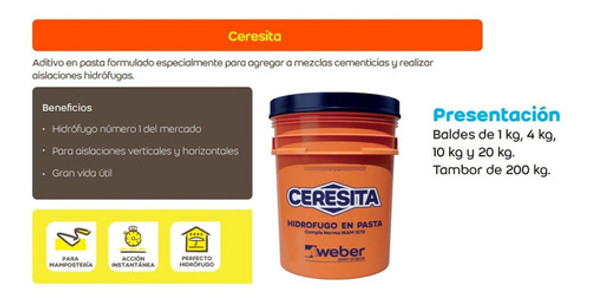 Ceresita Weber Hidrófugo Adtivo En Pasta Balde 20 Kg Blanco 1