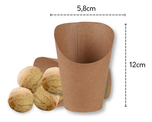 50un Copo Papel Kraft Para Fritas E Chips 12 X 5,8cm 1