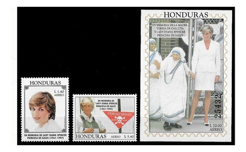 Lady Di - Madre Teresa - Honduras 1987 - Serie + Block Mint 0