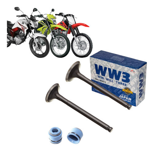 Válvulas Admissão Escape 2 Retentores Honda Fan 150 04-15 0
