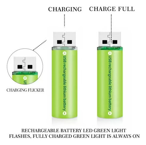 Pilas Recargables Usb Aa Estuche Pack X2 Reutilizables 1