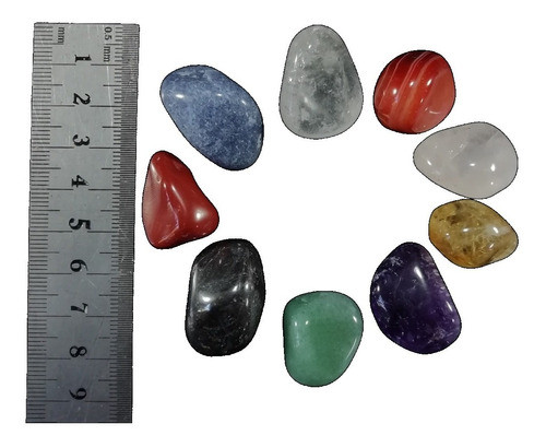 Kit 7 Chakras De 9 Cristales Rolados Set Armonizacion Reiki 1