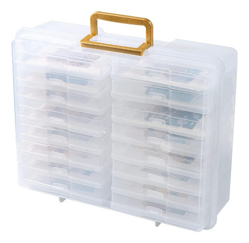 Caja De Fotos Transparente Con Asa Dorada, 10cm X 15cm 1
