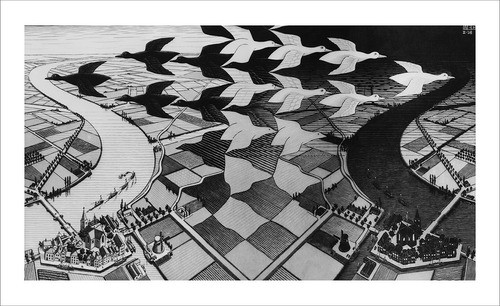 Lamina Fine Art Dia Y Noche Escher 60x98 Cm Myc 0