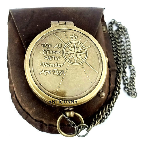 Antiquana Brújula De Latón Estampado Único 'no Todos Los Que 1