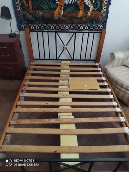 Cama De 2 Pl Madera Y Caño. 0