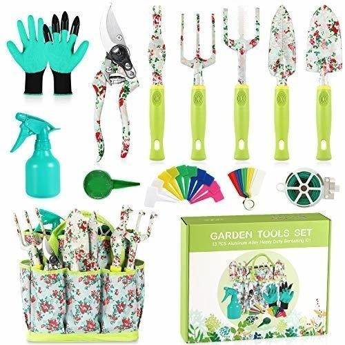 Set De Jardineria Con Estampa Floral C/ Bolsa Organizadora 0