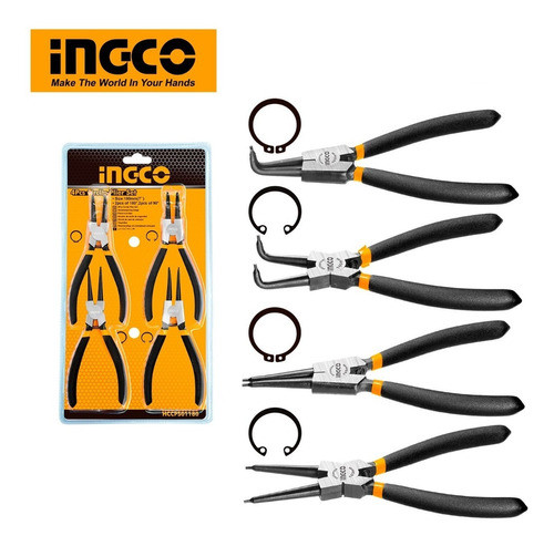 Set X 4 Pinzas Seeger 7puLG  2x90º 2x180º Ingco Hccps01180 1